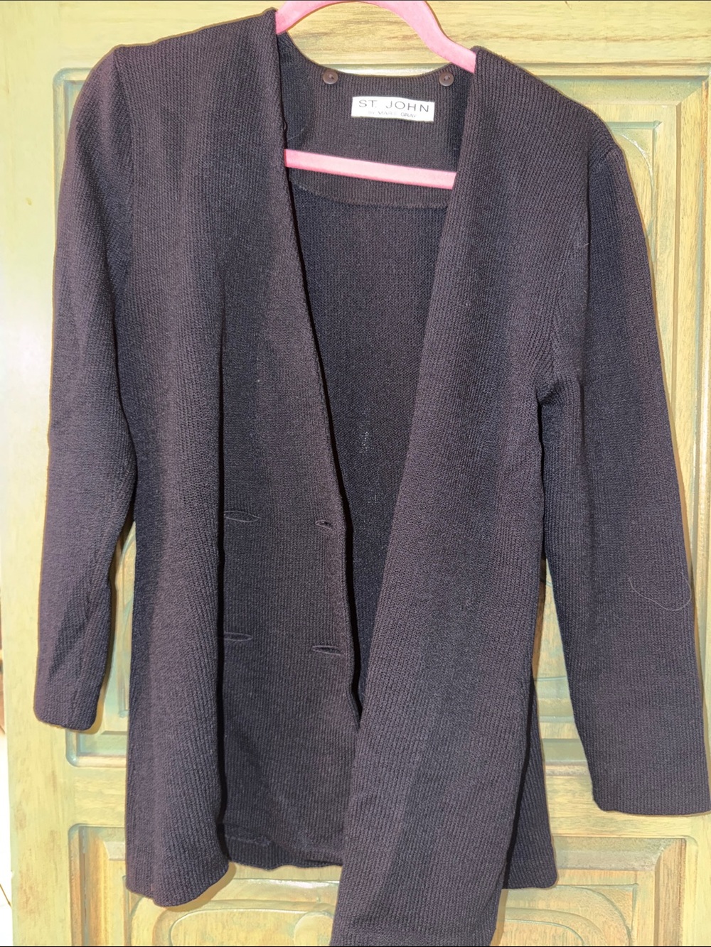 St. John Black Knit double breasted jacket